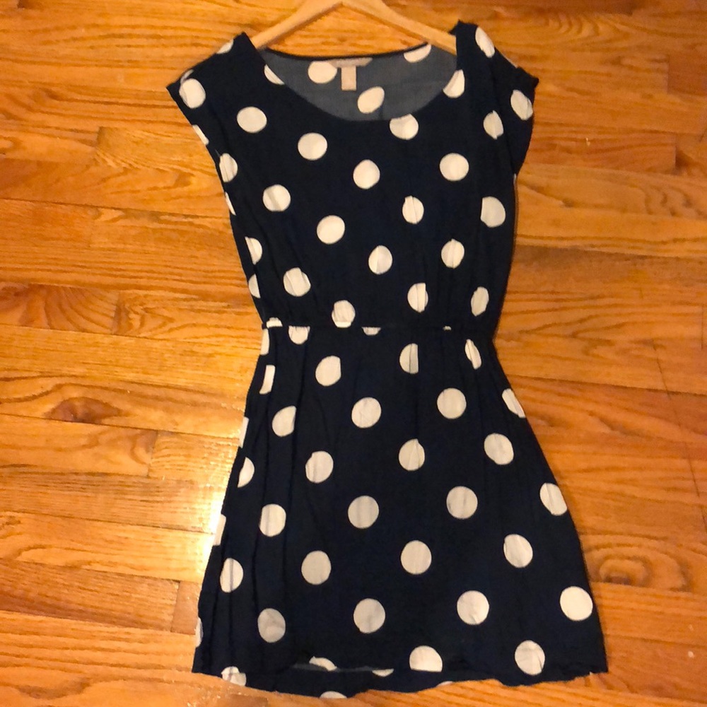 Blue and White Polka Dot Mini Dress